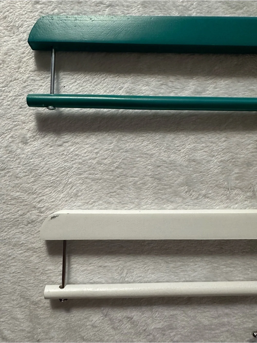 Wooden Hangers (Set of 3) For Blankets, Pants Teal Pink White